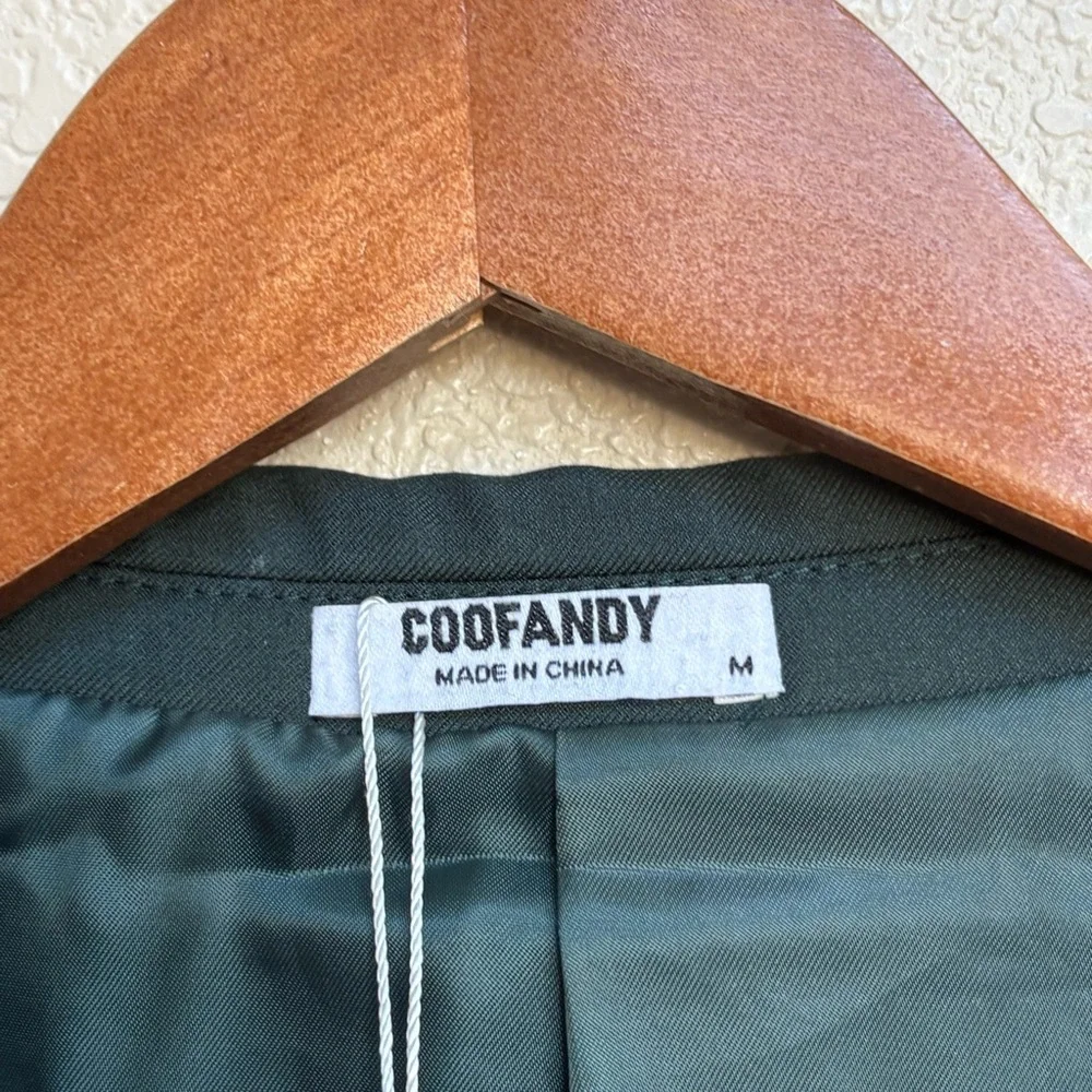 NWT Coofandy Men’s Dark Green Stretch One-Button Blazer Sport Coat M Office